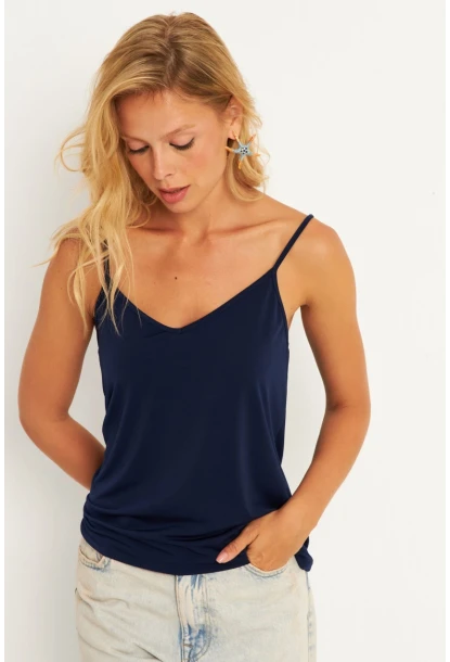 Kadın Lacivert Askılı Bluz AYD269