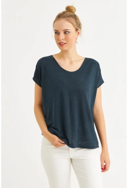 Kadın Lacivert Basic Bluz AYD410