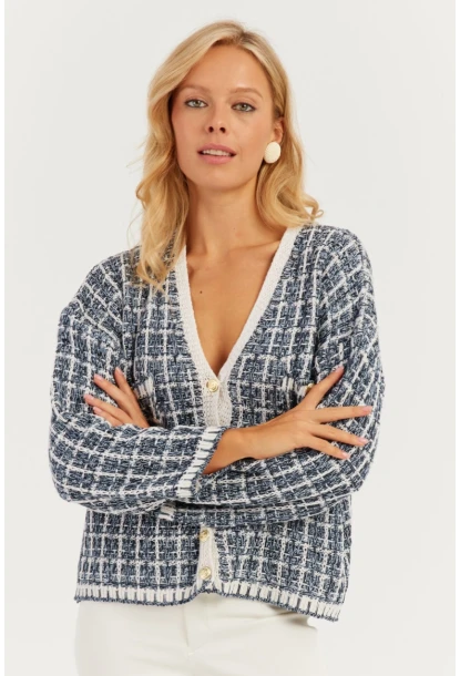 Kadın Lacivert Düğme Detaylı Hırka MİW4461