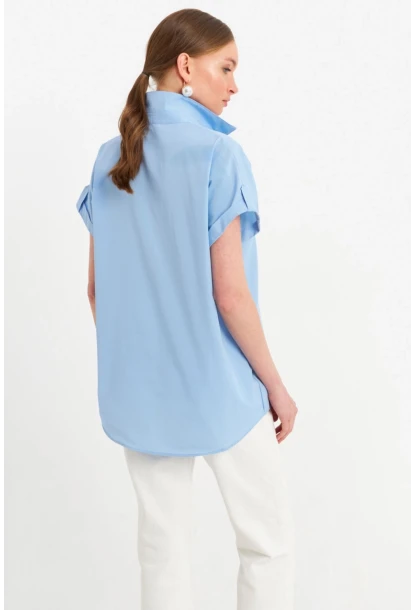 Kadın Mavi Basic Gömlek MZER427