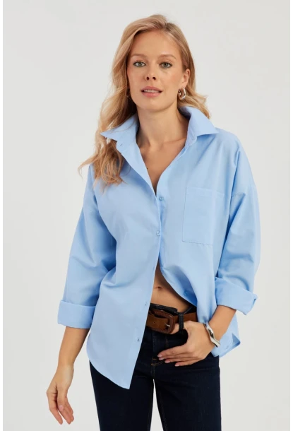 Kadın Mavi Basic Gömlek ZER403