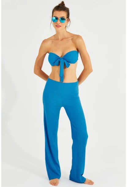 Kadın Mavi Büstiyerli Pantolon Takım YEL221225