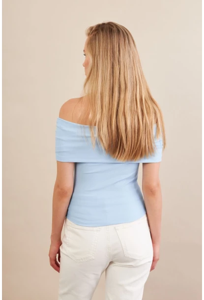 Kadın Mavi Kemer Detaylı Bluz FRY2316