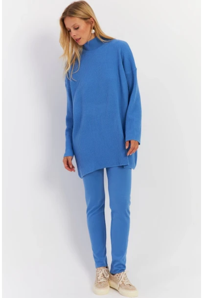 Kadın Mavi Triko Alt Üst Takım NUV9