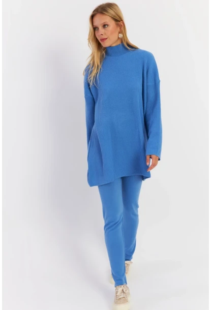 Kadın Mavi Triko Alt Üst Takım NUV9