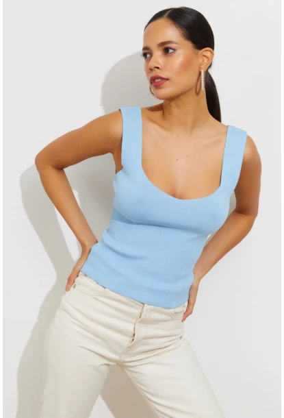 Kadın Mavi Triko Atlet YV117