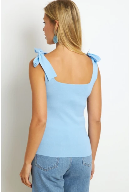 Kadın Mavi Triko Bluz YV236