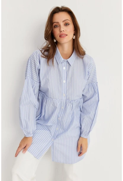 Kadın Mavi Tunik Gömlek MASF12