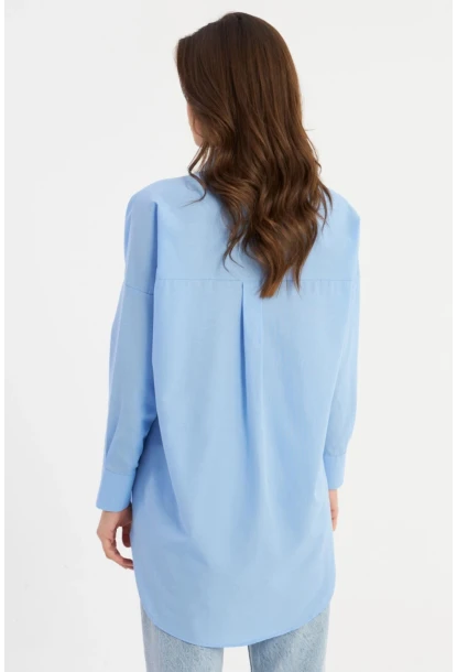 Kadın Mavi Zımbalı Gömlek MASF1