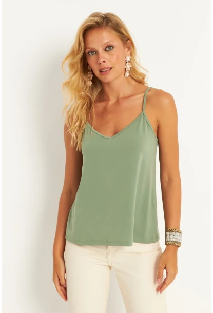 Kadın Mint Askılı Bluz AYD269