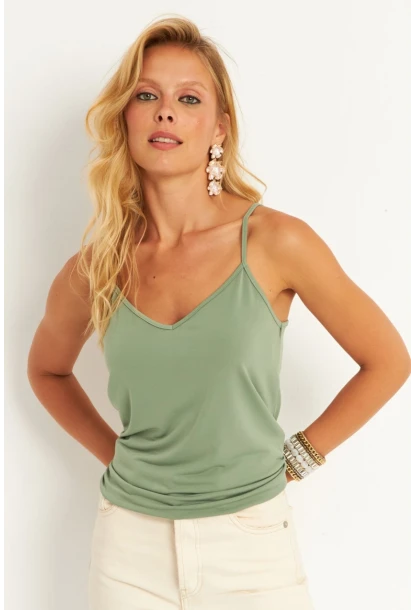 Kadın Mint Askılı Bluz AYD269