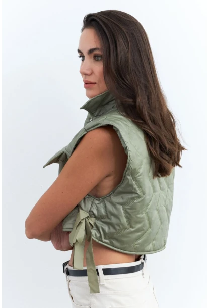 Kadın Mint Crop Yelek İS808