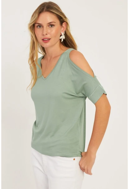 Kadın Mint Degaje Yaka Bluz BR1329