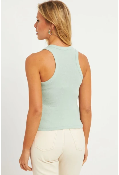 Kadın Mint Halter Yaka Fitilli Bluz MK11