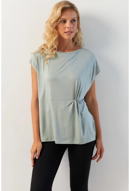 Kadın Mint Önü Düğümlü Bluz AYD348