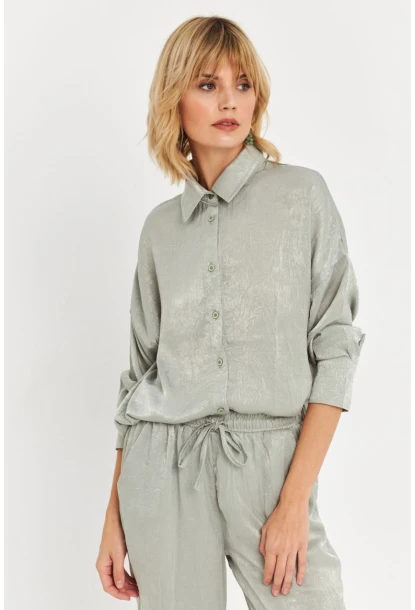 Kadın Mint Saten Gömlek MCAR1127