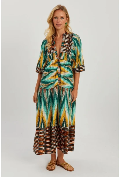 Kadın Multi Desenli Salaş Maxi Elbise GÇ166