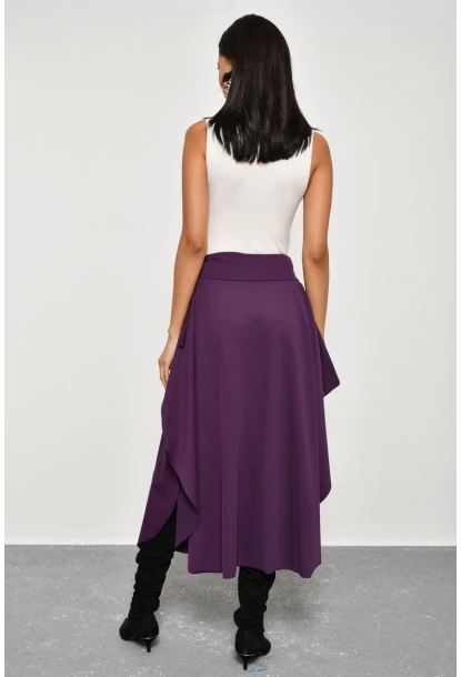 Kadın Mürdüm Asimetrik Etek LV52