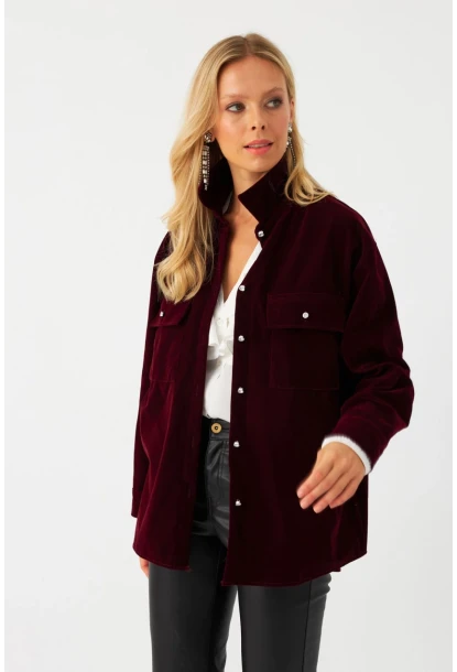 Kadın Mürdüm Süet Gömlek CAR1074