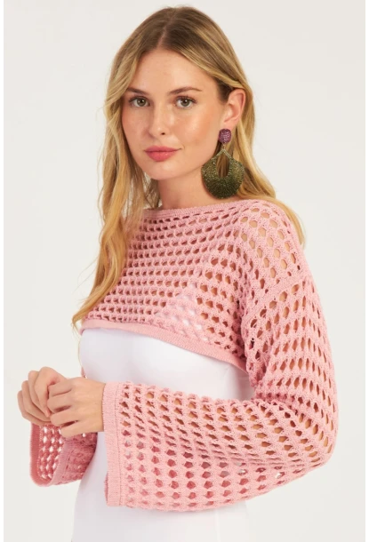 Kadın Pembe Ajurlu Bolero YV115