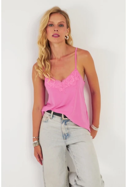 Kadın Pembe Dantelli Atlet AYD353