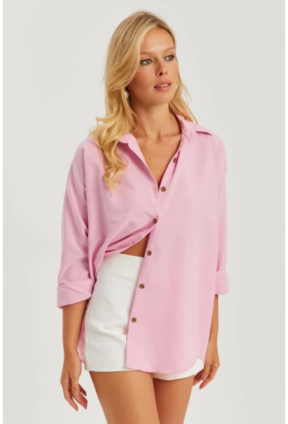 Kadın Pembe Gömlek Q987