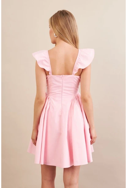 Kadın Pembe Midi Dokuma Elbise PSG1010