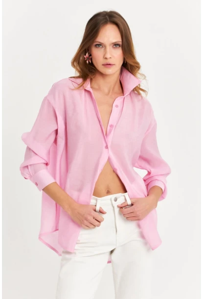 Kadın Pembe Sırtı Açık Gömlek MOD2369-90