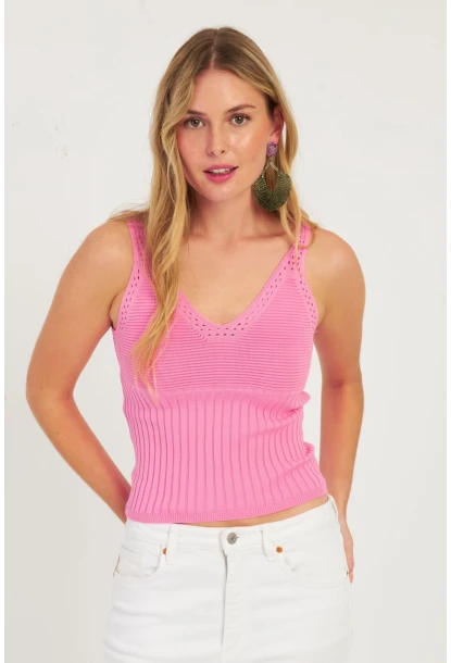 Kadın Pembe Triko Bluz SMT225