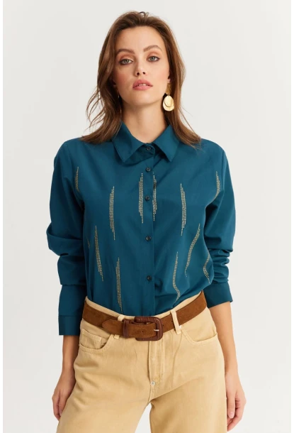 Kadın Petrol Taşlı Gömlek ZER412