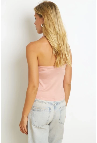 Kadın Pudra Sırtı Açık Bluz EY2819