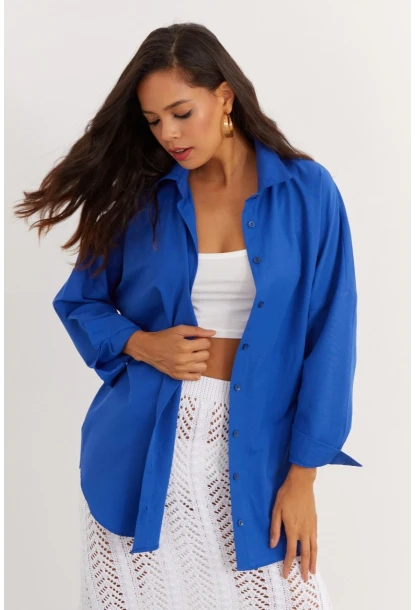 Kadın Saks Salaş Gömlek SF2132