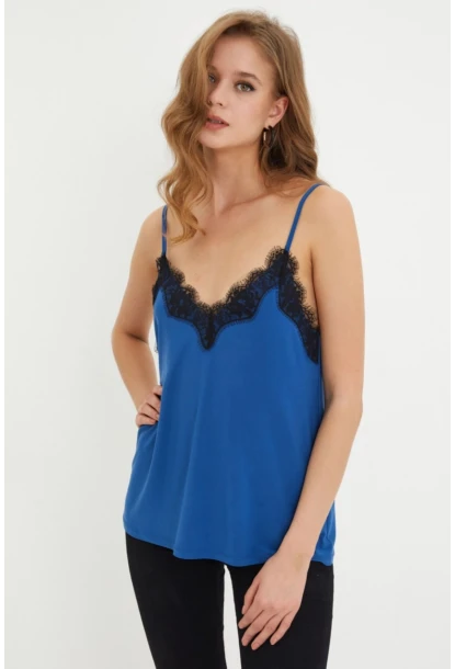 Kadın Saks-Siyah Dantelli Atlet LPP5008