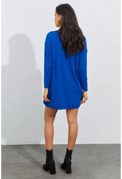 Kadın Saks Triko Tunik YV110