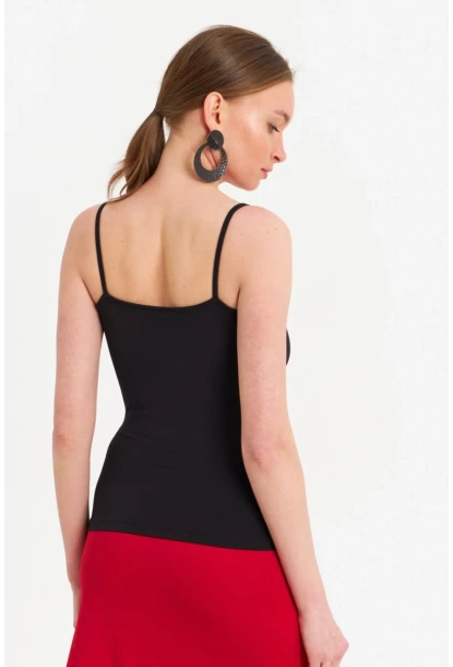 Kadın Siyah Askılı Basic Atlet FLS06