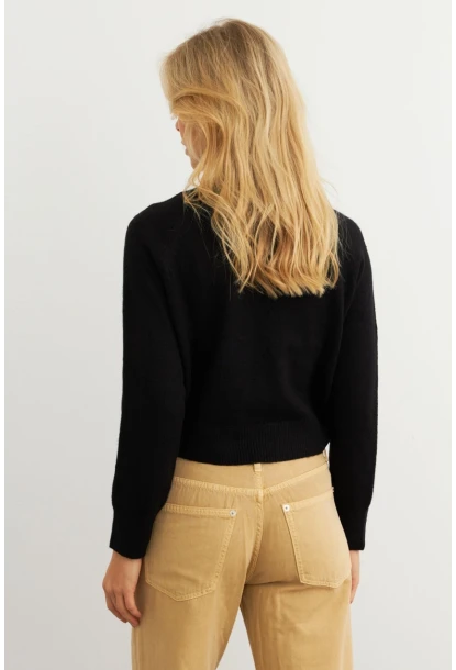 Kadın Siyah Ayıcıklı Kazak MKED7429