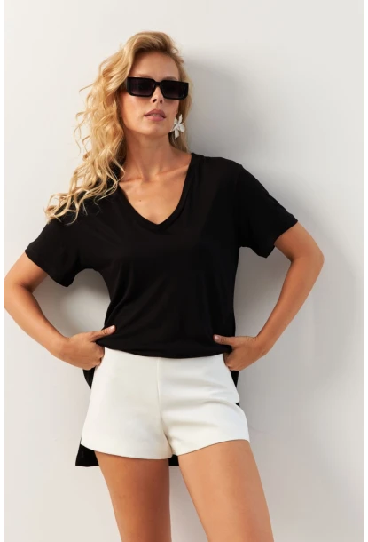 Kadın Siyah Basic Bluz RX438