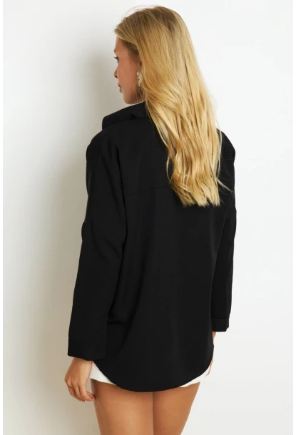 Kadın Siyah Basic Gömlek K1251