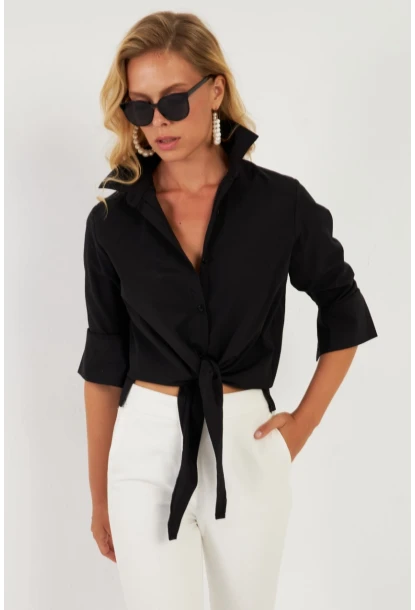 Kadın Siyah Basic Gömlek ZER409