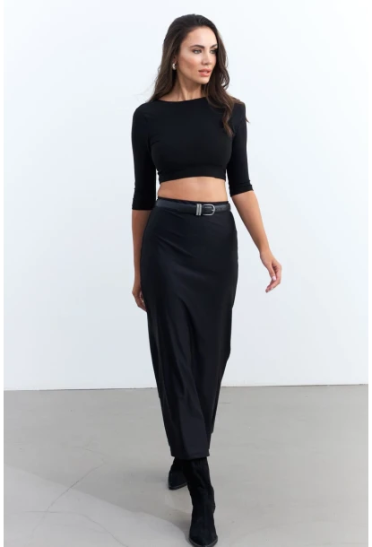 Kadın Siyah Beli Lastikli Etek FRY2235