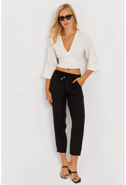 Kadın Siyah Beli Lastikli Pantolon GÇ161