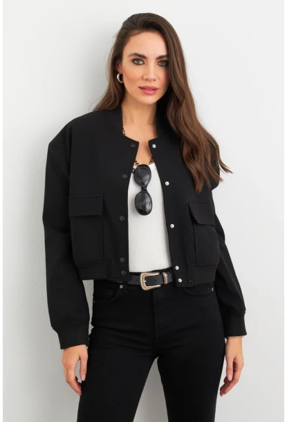 Kadın Siyah Bomber Ceket QRS8375