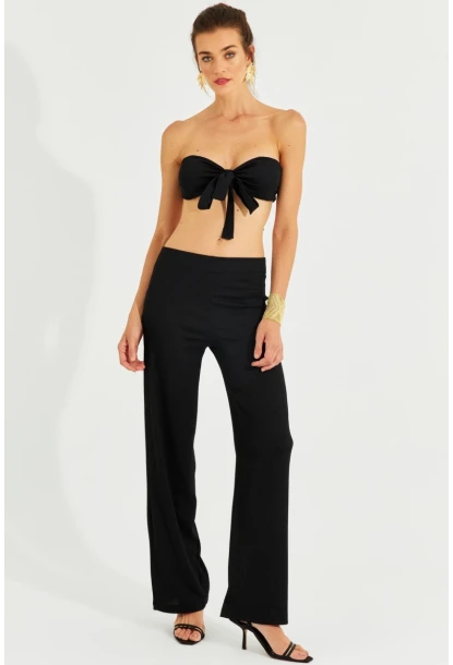 Kadın Siyah Büstiyerli Pantolon Takım YEL221225