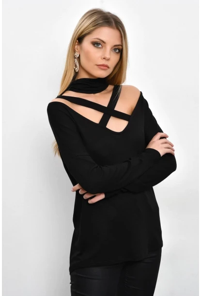 Kadın Siyah Çapraz Yaka Tunik B53