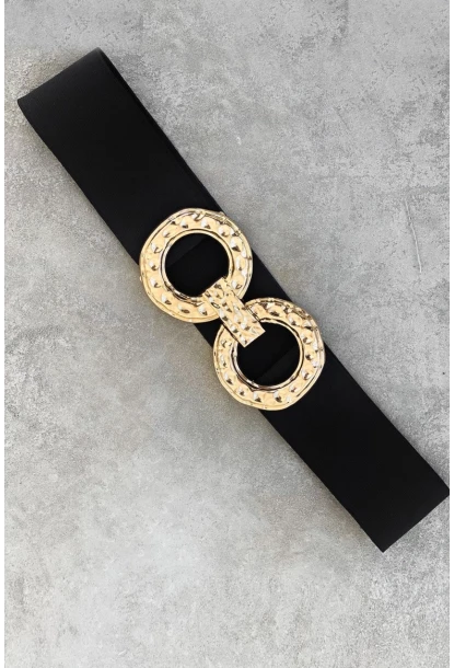 Kadın Siyah Çift Tokalı Lastik Kemer BE621