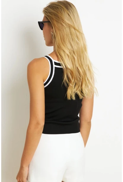 Kadın Siyah Çizgili Triko Bluz KAZ09