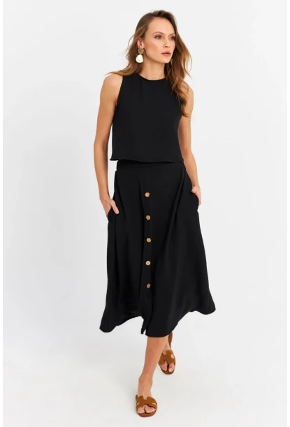 Kadın Siyah Crop Etek Takım MQ0030