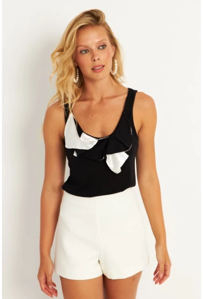 Kadın Siyah Detaylı Bluz KAZ17