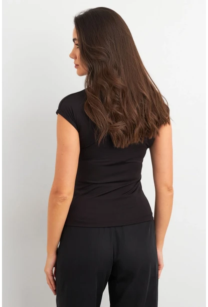 Kadın Siyah Düğme Detaylı Bluz EY3027