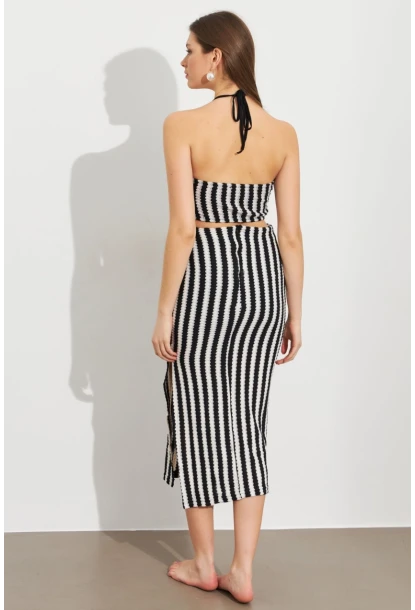 Kadın Siyah Etekli Triko Takım ROP108